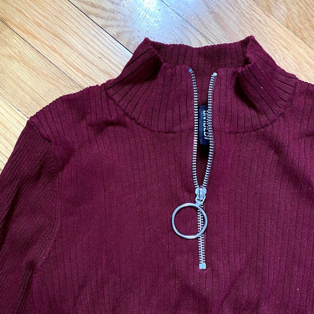 H&M maroon half zip sweater
